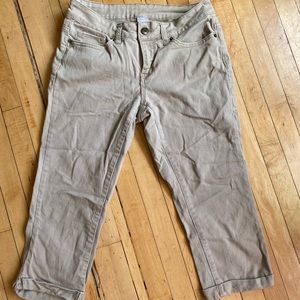 Khaki Denim Capris
